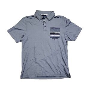 Travis Mathew Striped Golf Pima Cotton Single Pocket Logo Polo Shirt Mens Medium